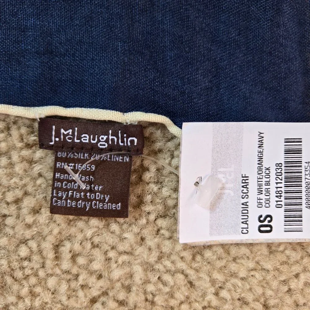 NWT J. McLaughlin Silk & Linen Scarf